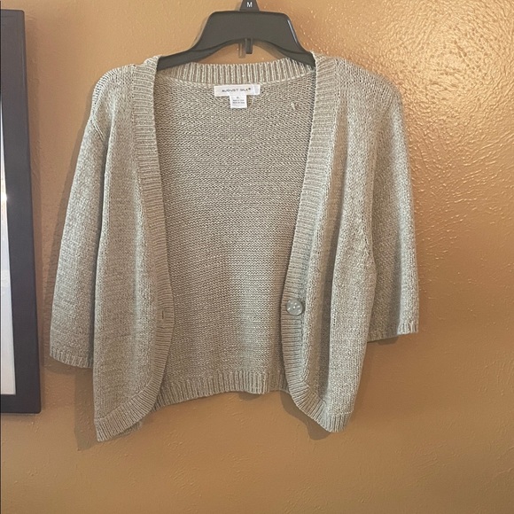 August Silk Women's Beige Cardigan Sweater - Picture 1 of 4